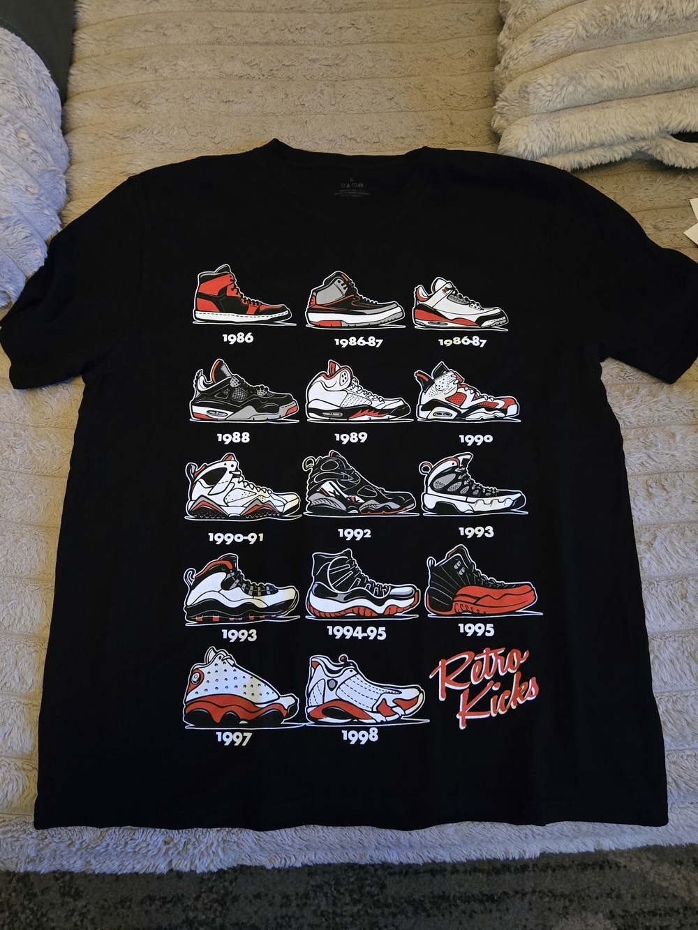 Retro Kicks Men’s Graphic Tee - Black with Red/White Sneaker Prints